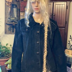 Fabio 100% genuine black leather jacket size LG